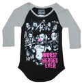 Suicide Squad Girls Juniors Ragland  T-Shirt - Worst Heroes Ever Movie Character Group Hoodie, Sweatshirt | CiraTrend.com