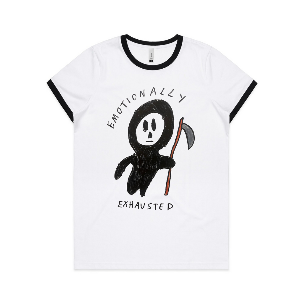 Emotionally Exhausted Ringer Tee Hoodie, Sweatshirt | CiraTrend.com (Image 2)
