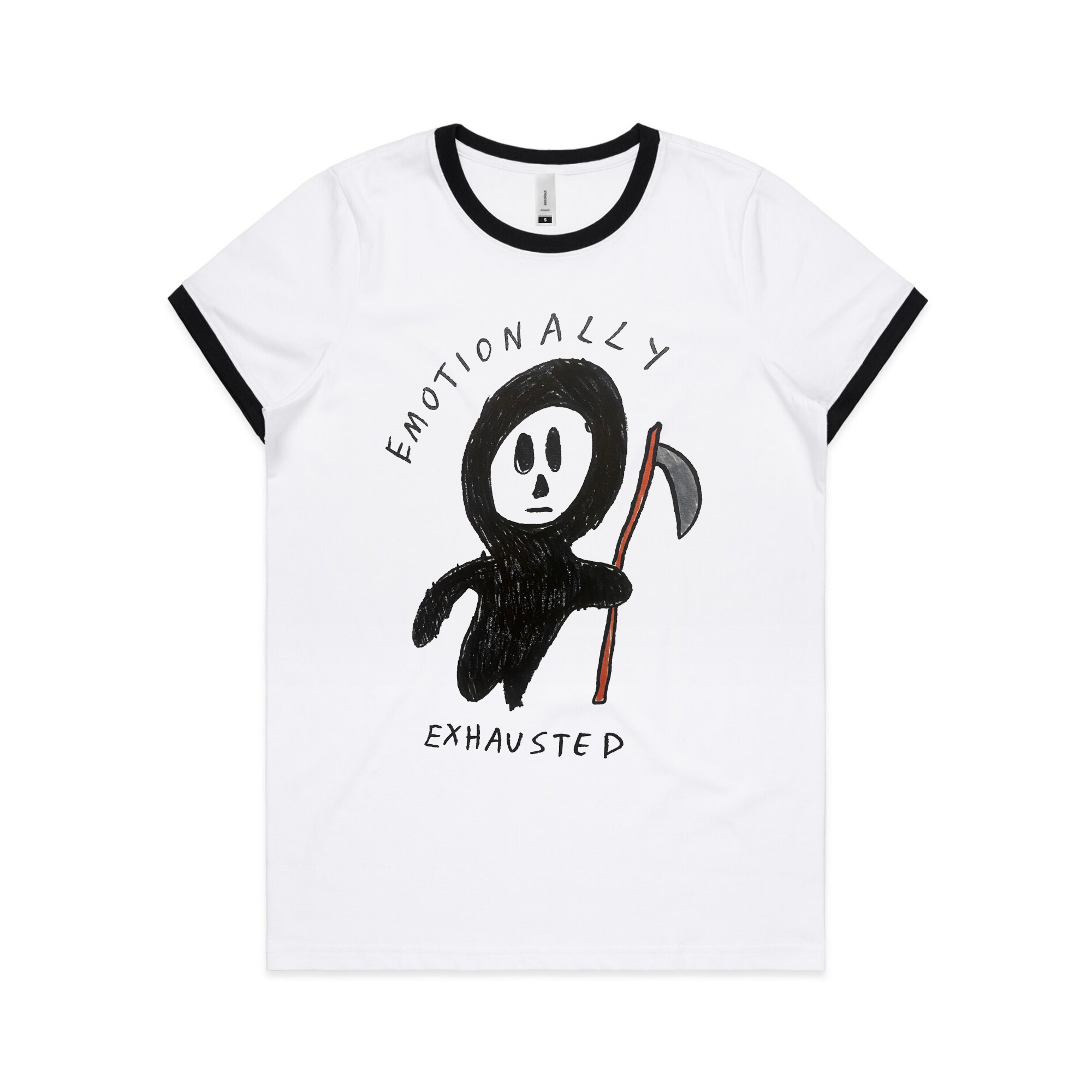 Emotionally Exhausted Ringer Tee Hoodie, Sweatshirt | CiraTrend.com (Image 2)