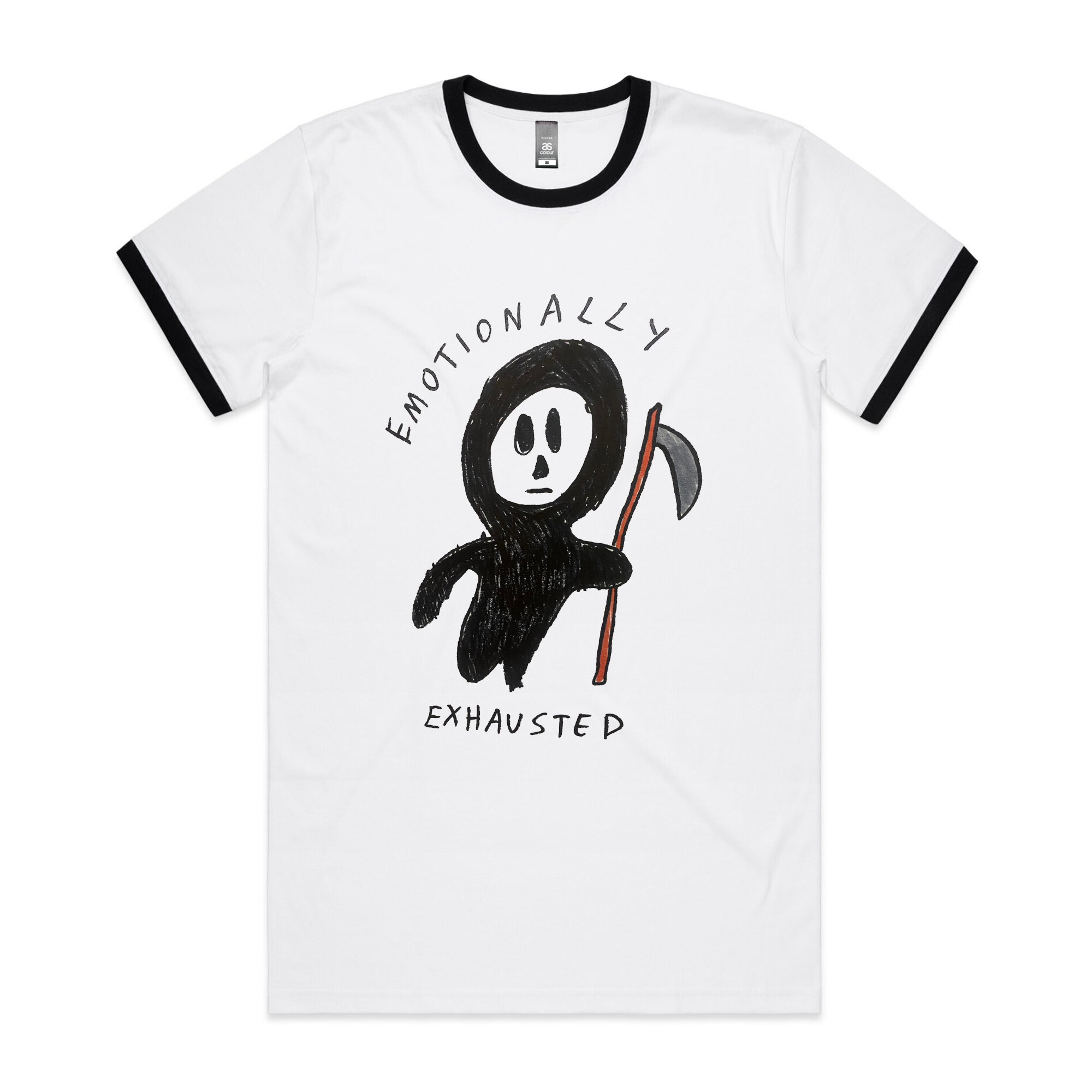 Emotionally Exhausted Ringer Tee Hoodie, Sweatshirt | CiraTrend.com (Image 1)