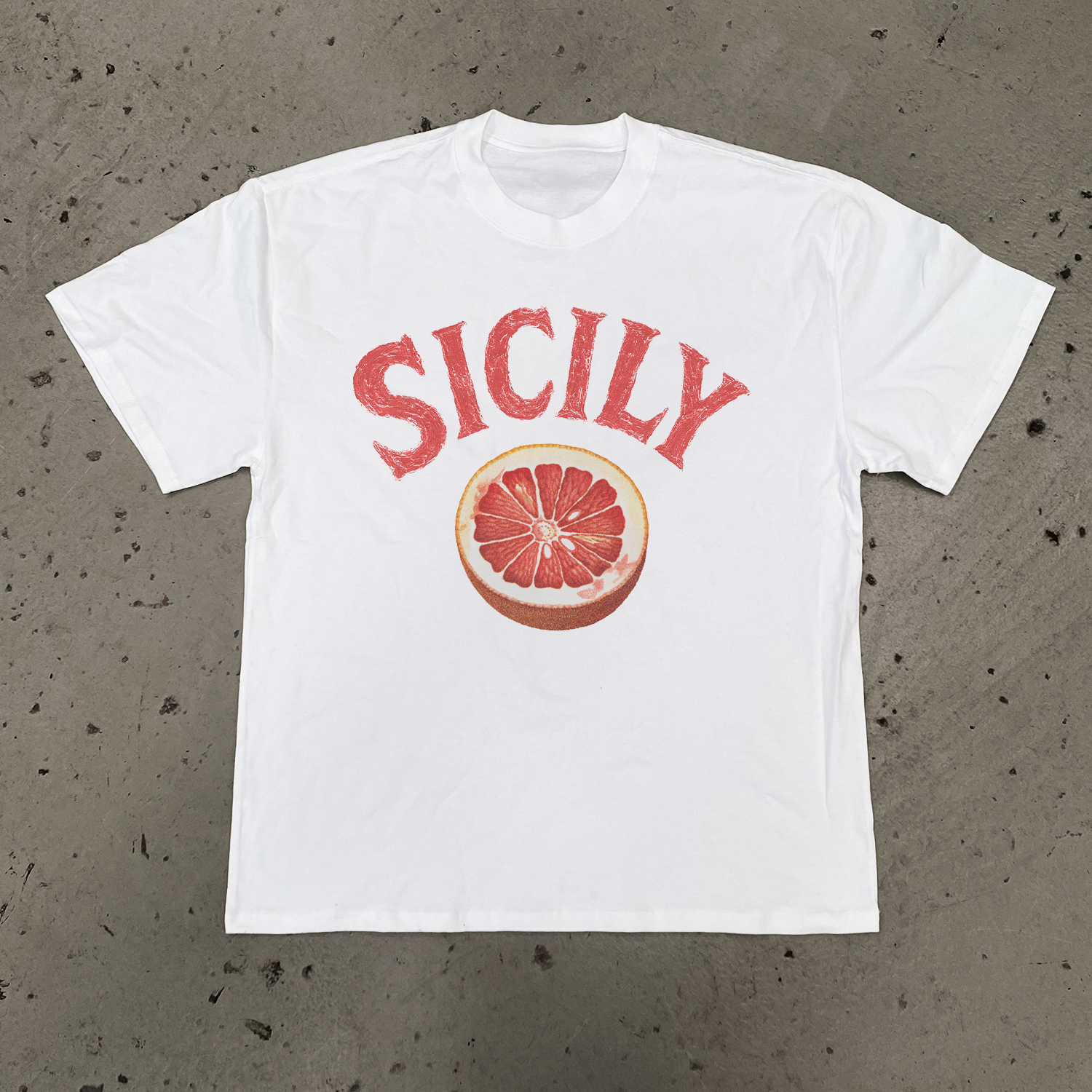 BLOOD ORANGE 'SICILY' BAGGY FADED WHITE TEE Hoodie, Sweatshirt | CiraTrend.com (Image 1)