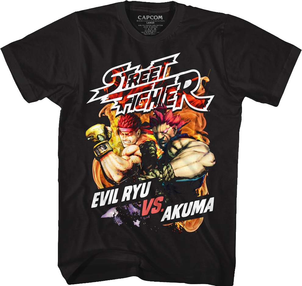 Evil Ryu vs Akuma Street Fighter T-Shirt Hoodie, Sweatshirt | CiraTrend.com (Image 1)