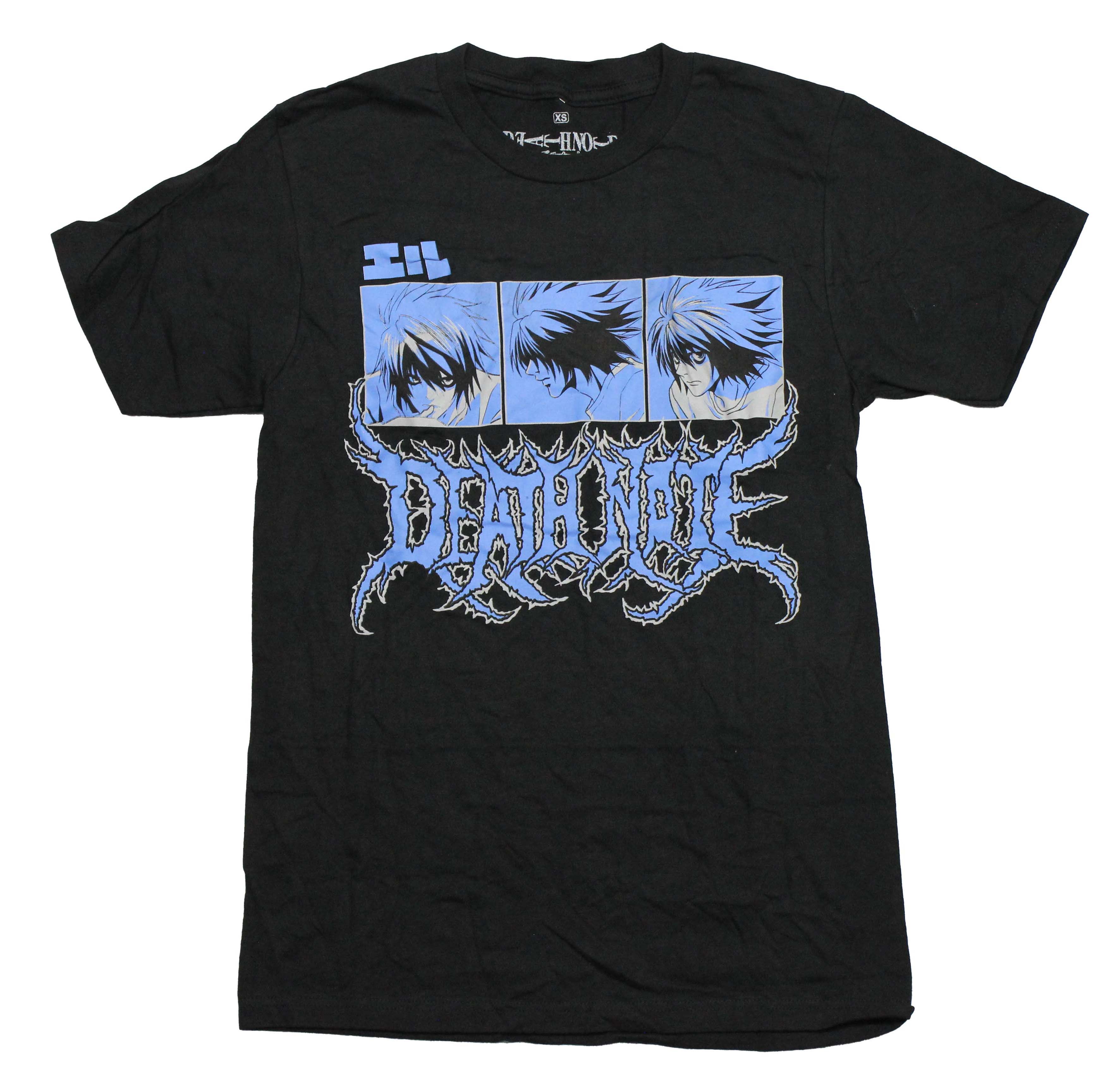 Death Note Mens T-Shirt -  3 Box Blue Images over Bobbed Wired Name Hoodie, Sweatshirt | CiraTrend.com