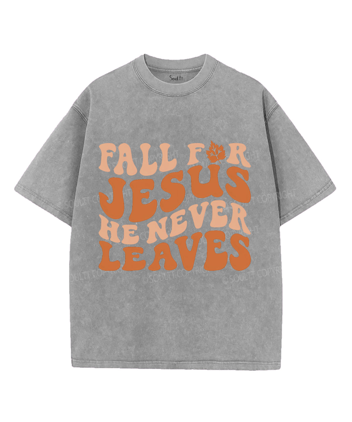 Fall For Jesus He Never Leaves Unisex Washed Christian T-shirt Hoodie, Sweatshirt | CiraTrend.com (Image 3)