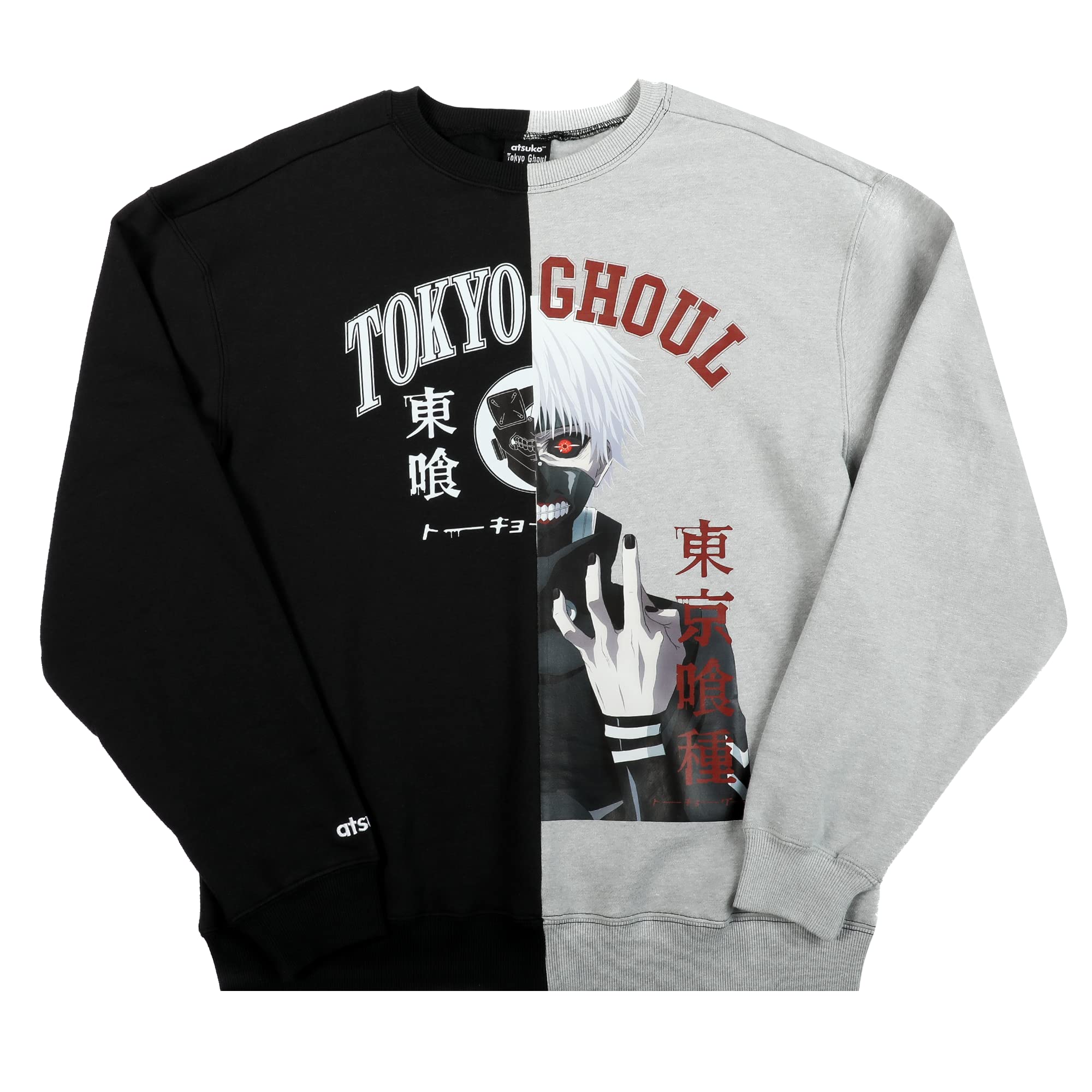 Bioworld Tokyo Ghoul Ken Kaneki Kanji Crew Neck Black Heather Men's Sweatshirt T-Shirts, Hoodie | CiraTrend.com (Image 1)