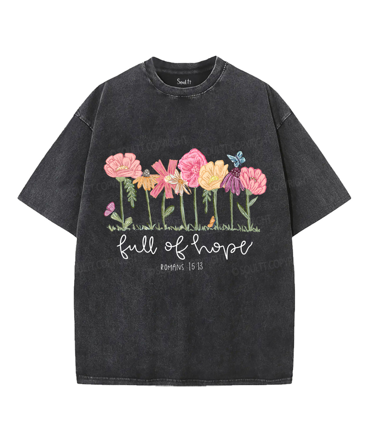 Full of Hope Unisex Washed Christian T-shirt Hoodie, Sweatshirt | CiraTrend.com (Image 2)