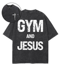 Gym And Jesus Double Sided Unisex Washed Christian T-shirt Hoodie, Sweatshirt | CiraTrend.com (Image 1)