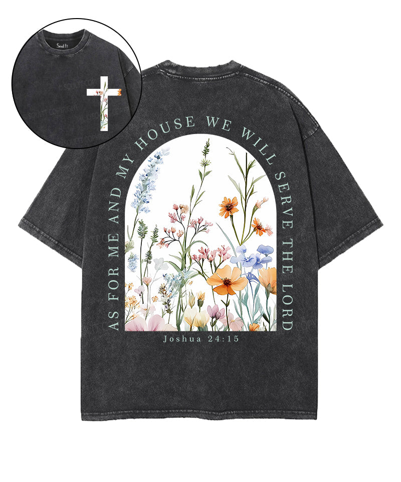 We Will Serve The Lord Double Sided Unisex Washed Christian T-shirt Hoodie, Sweatshirt | CiraTrend.com (Image 1)