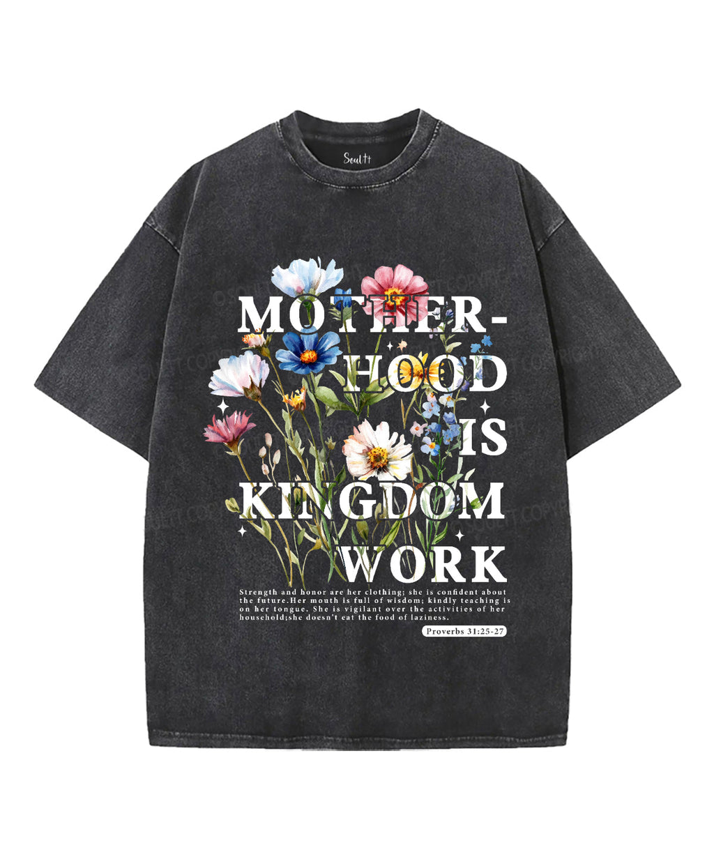 Motherhood Is Kingdom Work Unisex Washed Christian T-shirt Style007 Hoodie, Sweatshirt | CiraTrend.com (Image 1)