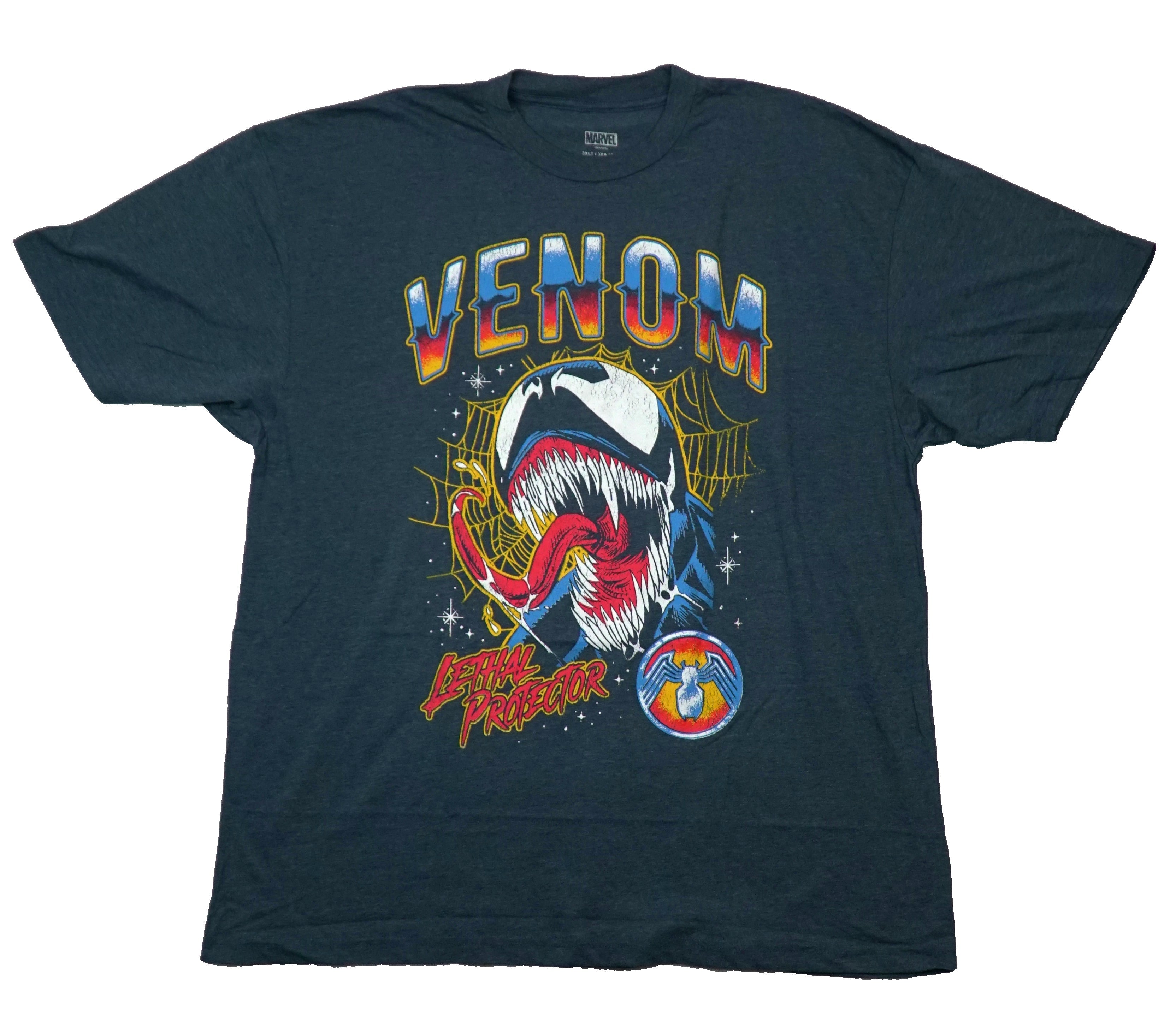 Venom  Mens T-Shirt - Tongue Out Venom Over Yellow Web Under Name Hoodie, Sweatshirt | CiraTrend.com