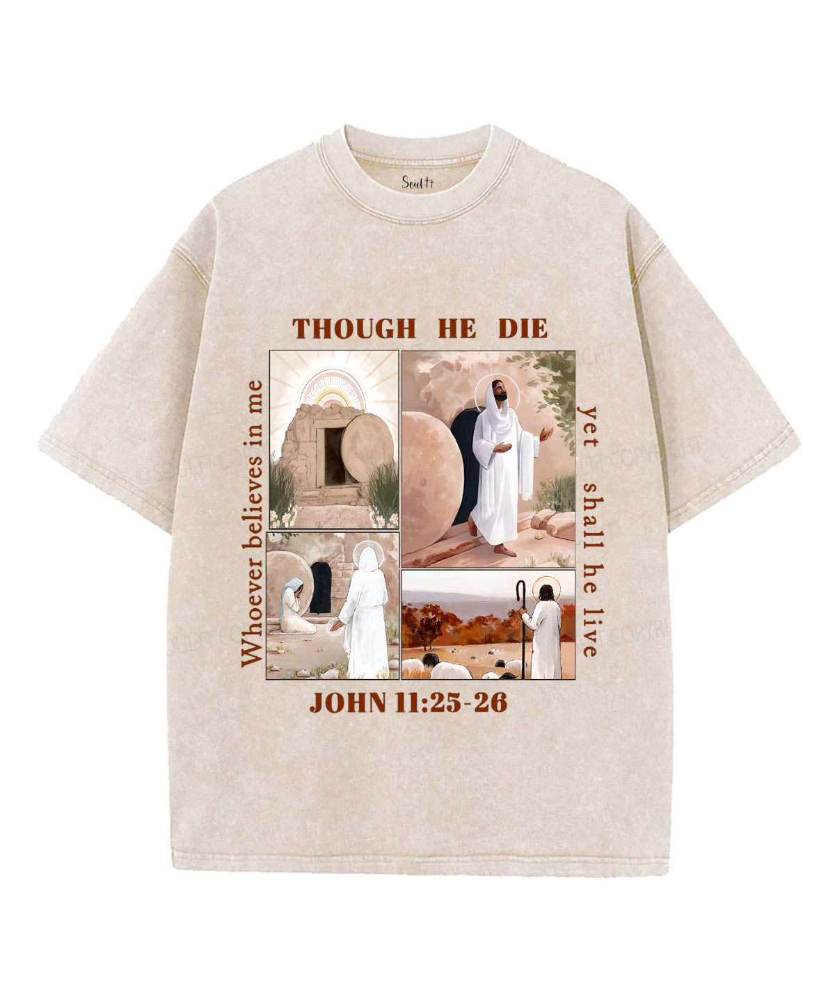 Though He Die Unisex Washed Christian T-shirt Hoodie, Sweatshirt | CiraTrend.com (Image 1)
