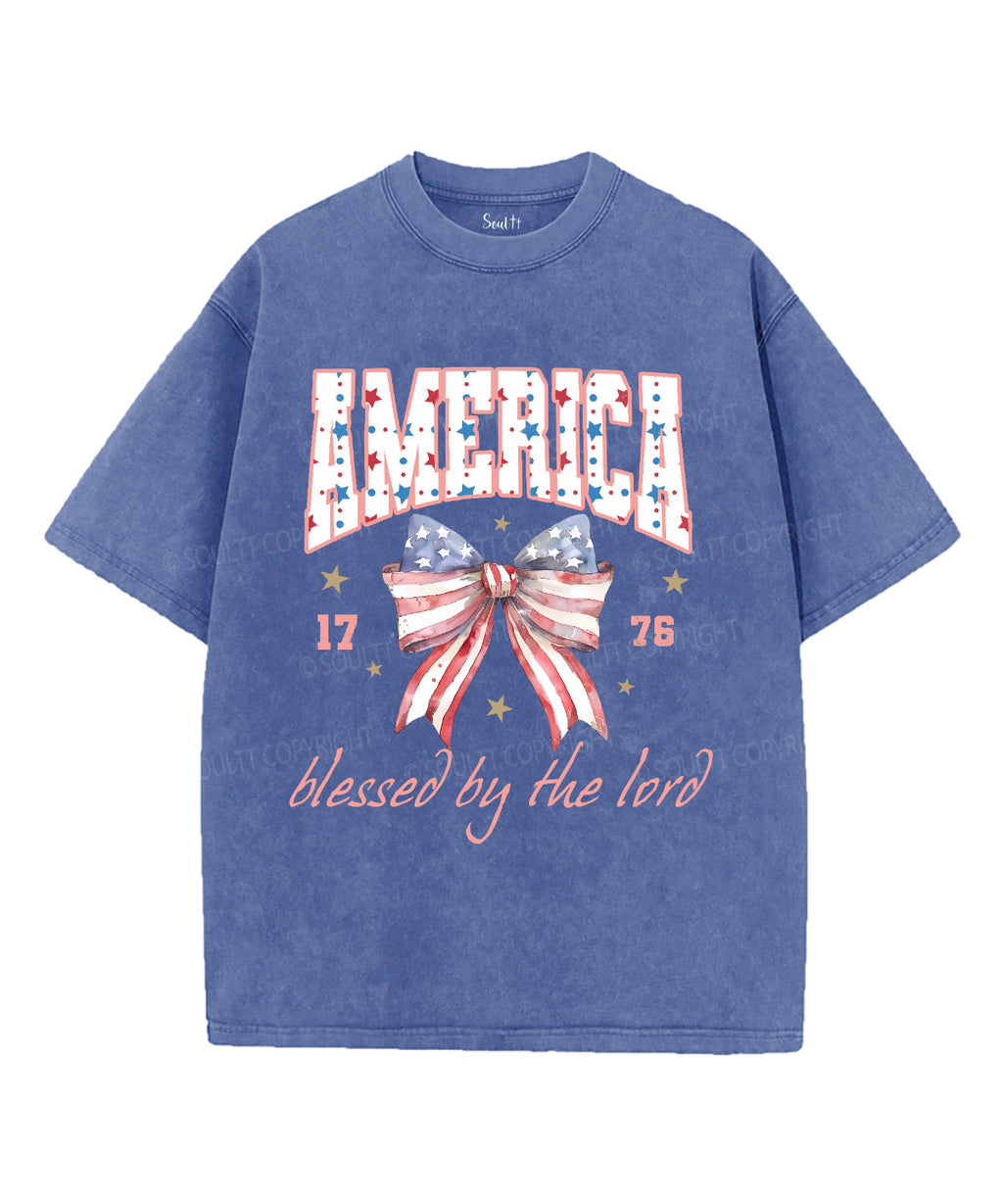 America Blessed By The Lord Unisex Washed Christian T-shirt Hoodie, Sweatshirt | CiraTrend.com (Image 3)