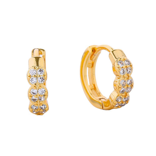 14K Gold-Dipped Cz Stylish Hoop Huggie Earring