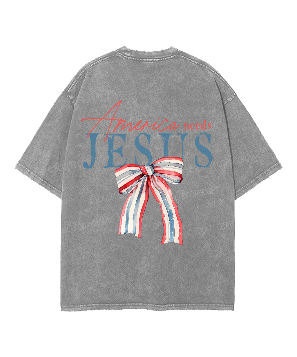America Needs Jesus Double Sided Unisex Washed Christian T-shirt Hoodie, Sweatshirt | CiraTrend.com (Image 5)