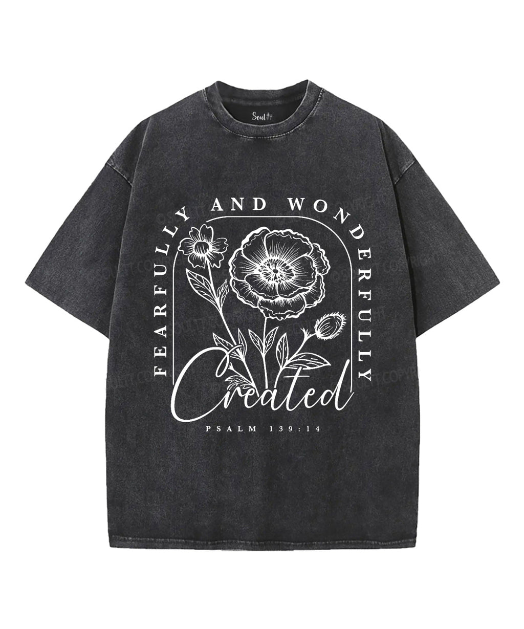 Fearfully and Wonderfully Created Unisex Washed Christian T-shirt Hoodie, Sweatshirt | CiraTrend.com (Image 2)