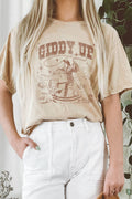 Giddy Up Cow Girl Graphic Mineral Long Crop Top