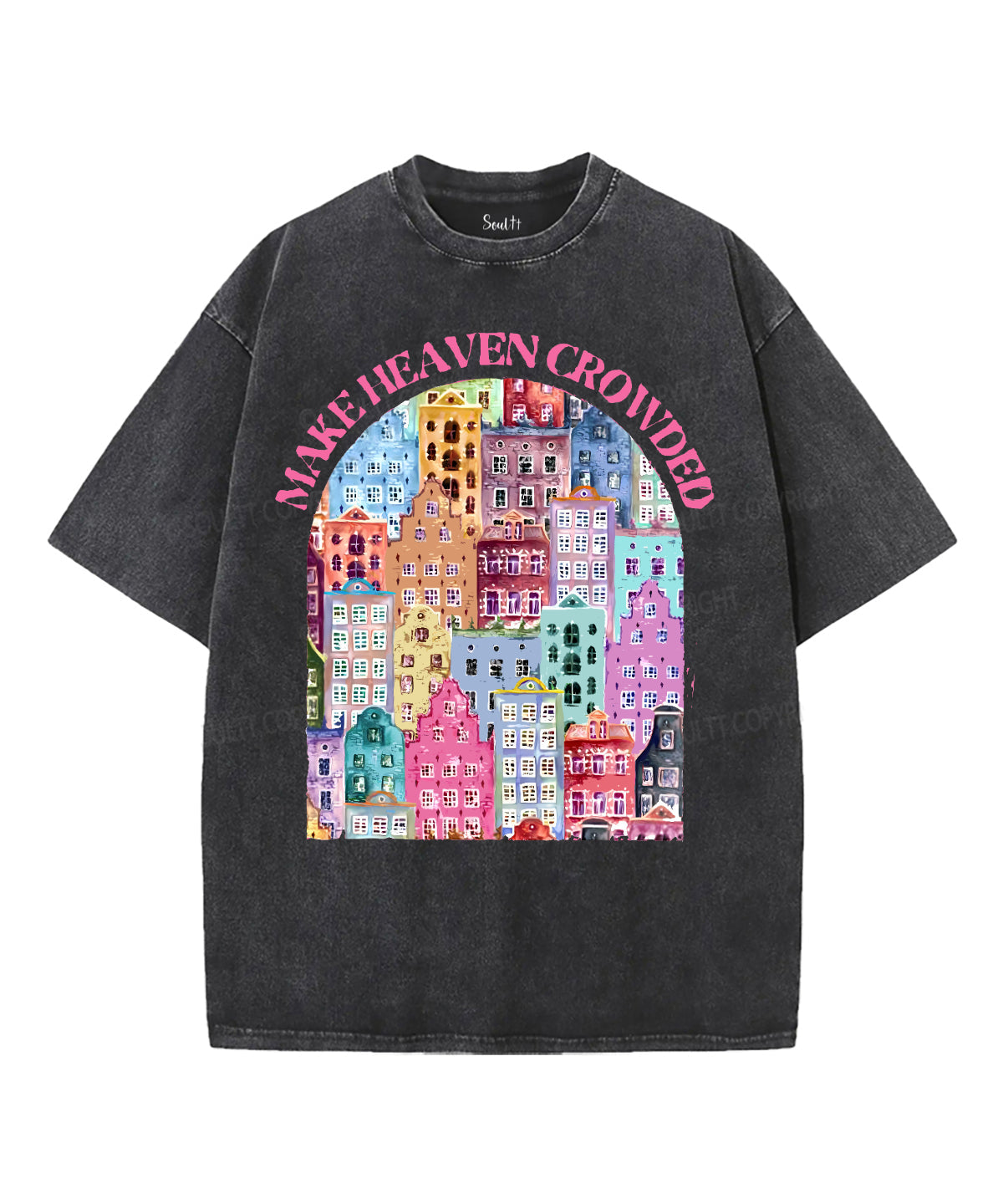 Make Heaven Crowded Unisex Washed Christian T-shirt Hoodie, Sweatshirt | CiraTrend.com (Image 1)