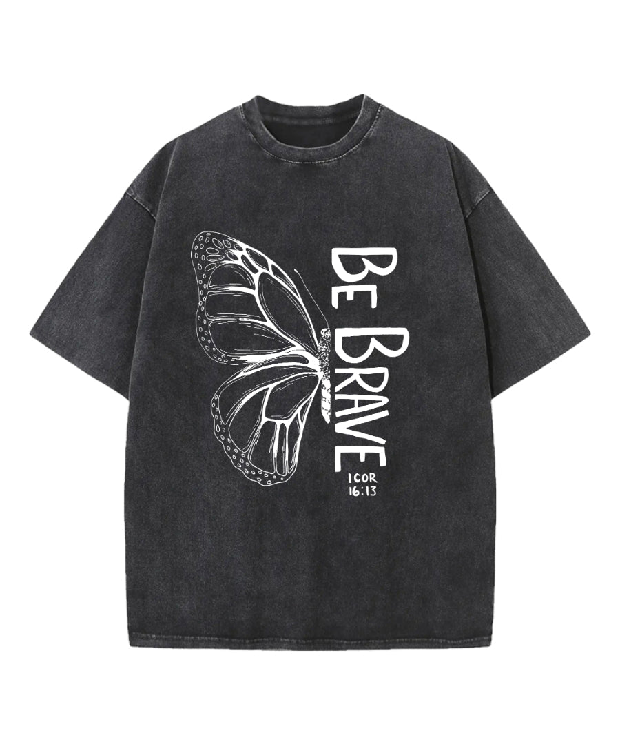 Be Brave Washed Christian T-shirt Hoodie, Sweatshirt | CiraTrend.com (Image 2)