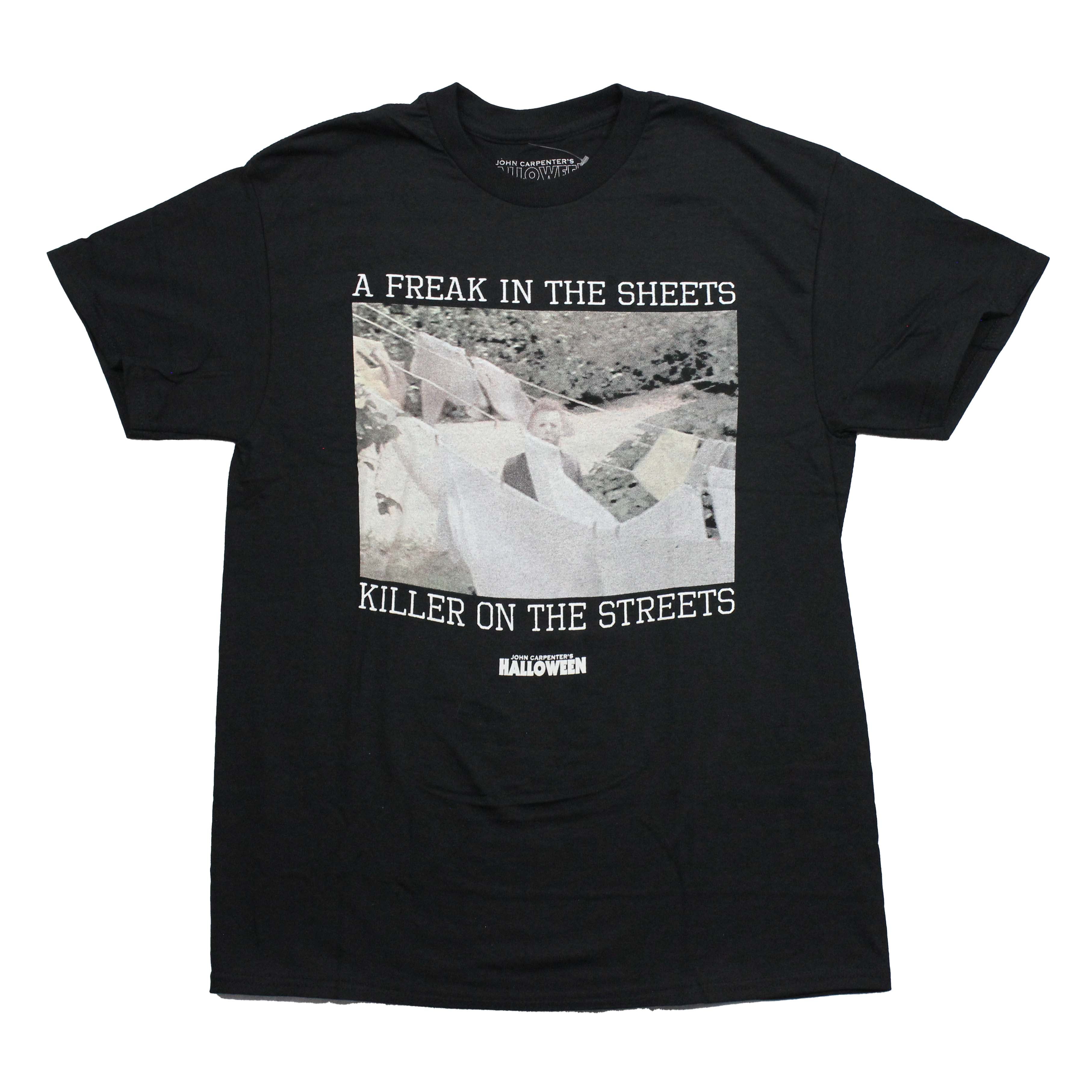 Halloween Mens T-Shirt - Michael Meyers Clothesline Freak in the Sheets Hoodie, Sweatshirt | CiraTrend.com