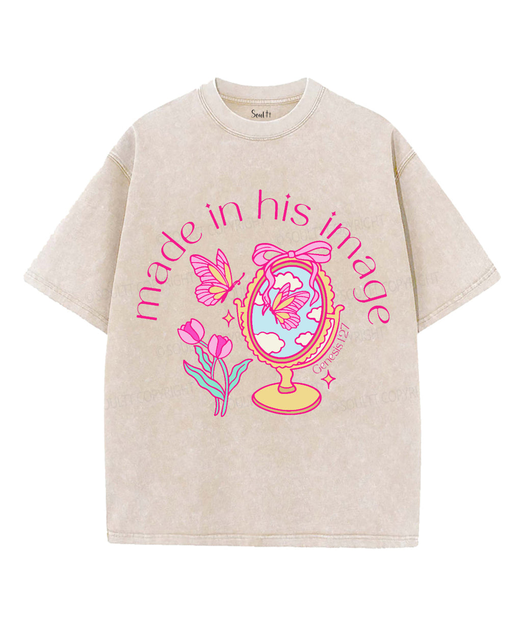Made in His Image Unisex Washed Christian T-shirt Hoodie, Sweatshirt | CiraTrend.com (Image 1)