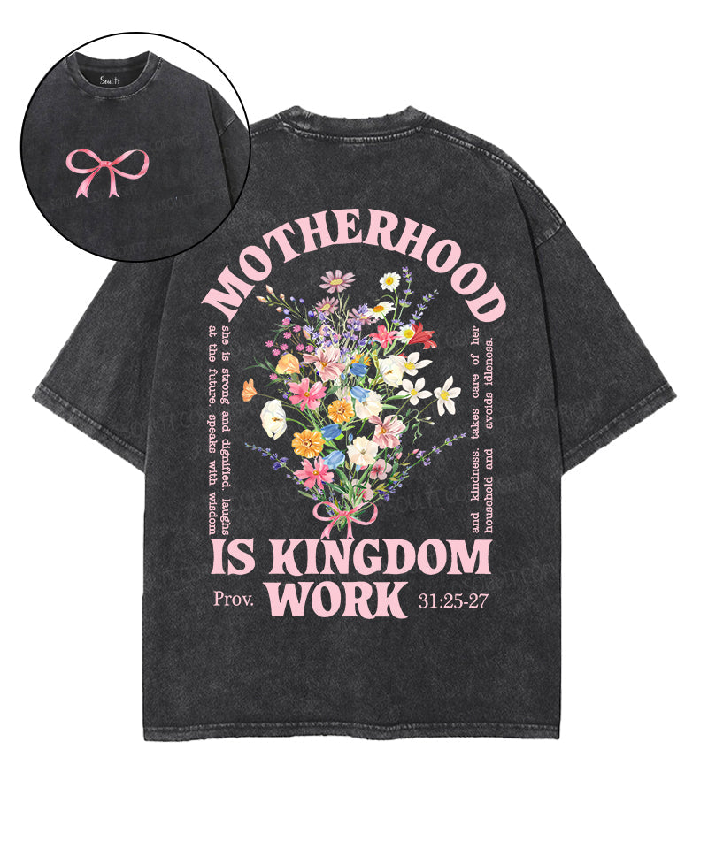 Motherhood Is Kingdom Work Double Sided Unisex Washed Christian T-shirt Style009 Hoodie, Sweatshirt | CiraTrend.com (Image 1)