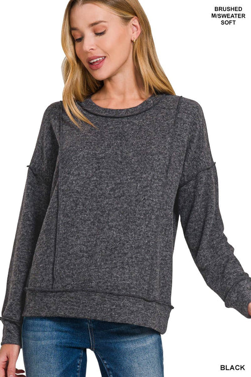 .SI-27167 Brushed Hacci Drop Shoulder Sweater