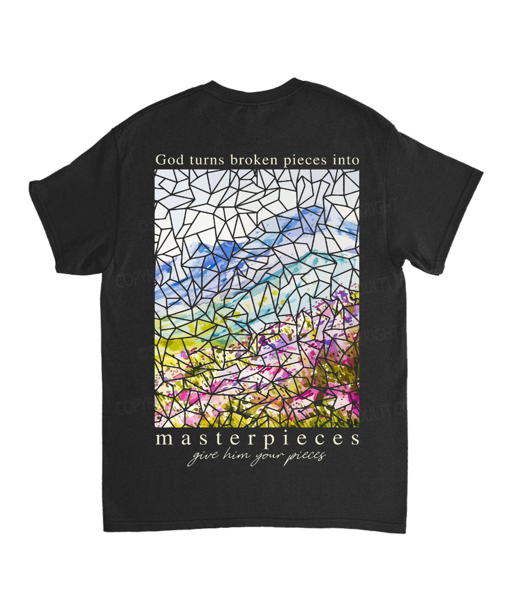 God Turns Broken Pieces Masterpieces Double Sided Cotton Christian T-Shirts, Hoodie, Sweatshirt