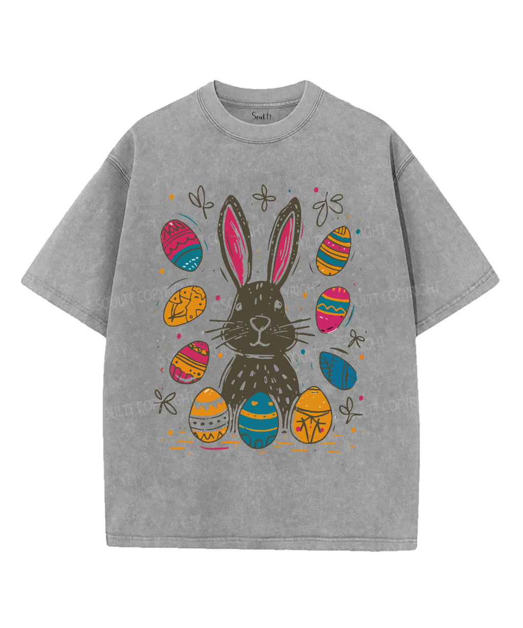 Easter Bunny Eggs Unisex Washed Christian T-shirt Hoodie, Sweatshirt | CiraTrend.com (Image 2)