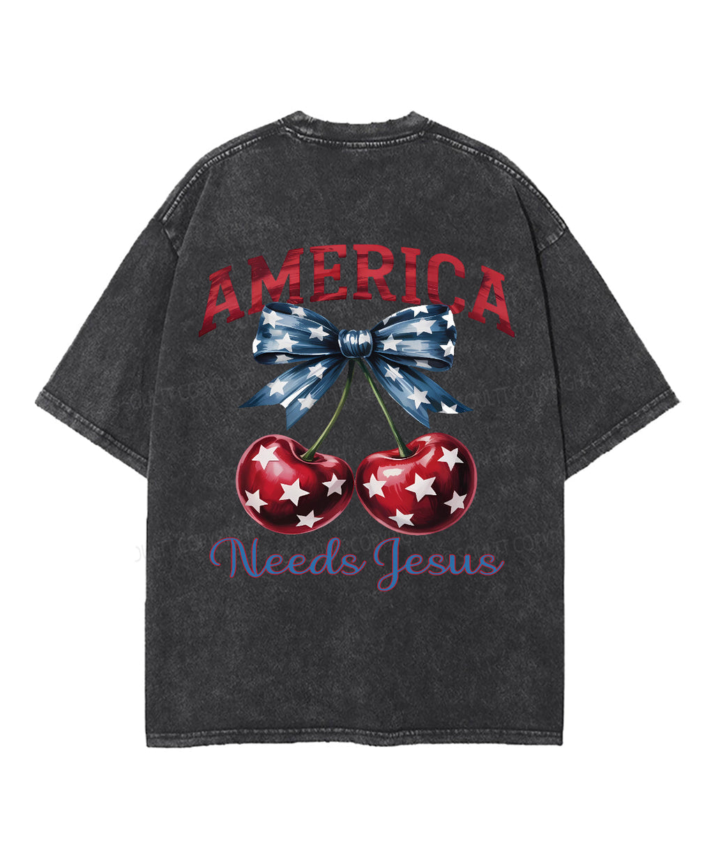 America Needs Jesus Double Sided Unisex Washed Christian T-shirt Style002 Hoodie, Sweatshirt | CiraTrend.com (Image 3)