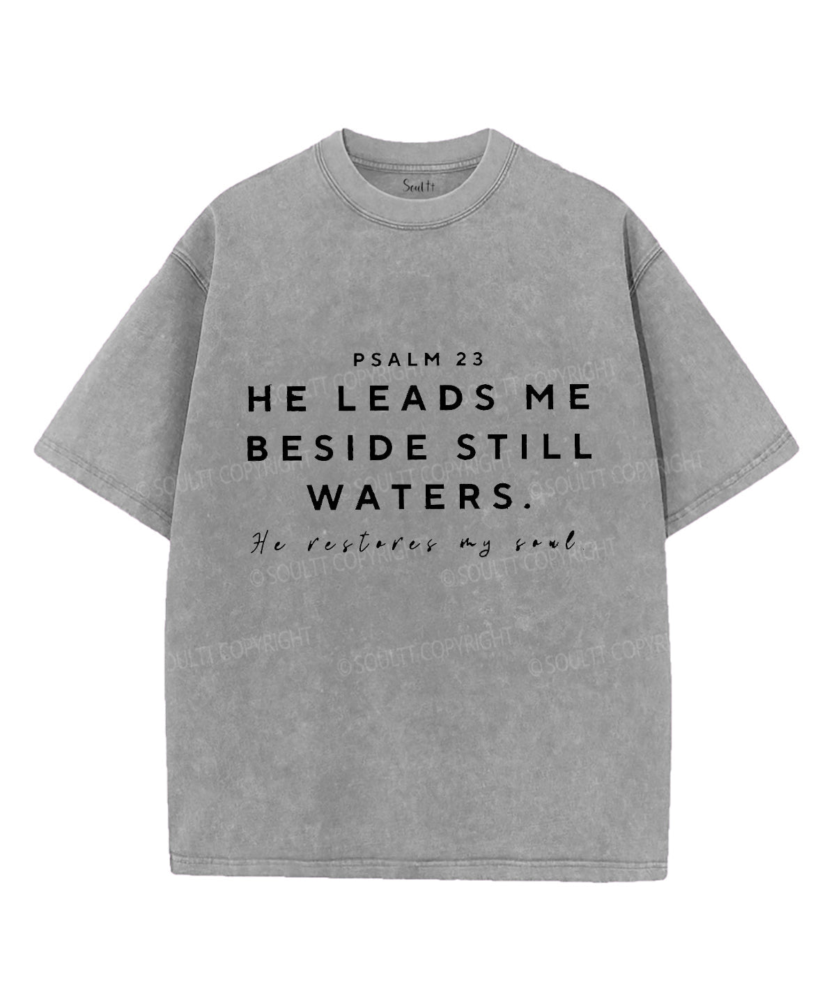 He Leads Me Unisex Washed Christian T-shirt Hoodie, Sweatshirt | CiraTrend.com (Image 2)