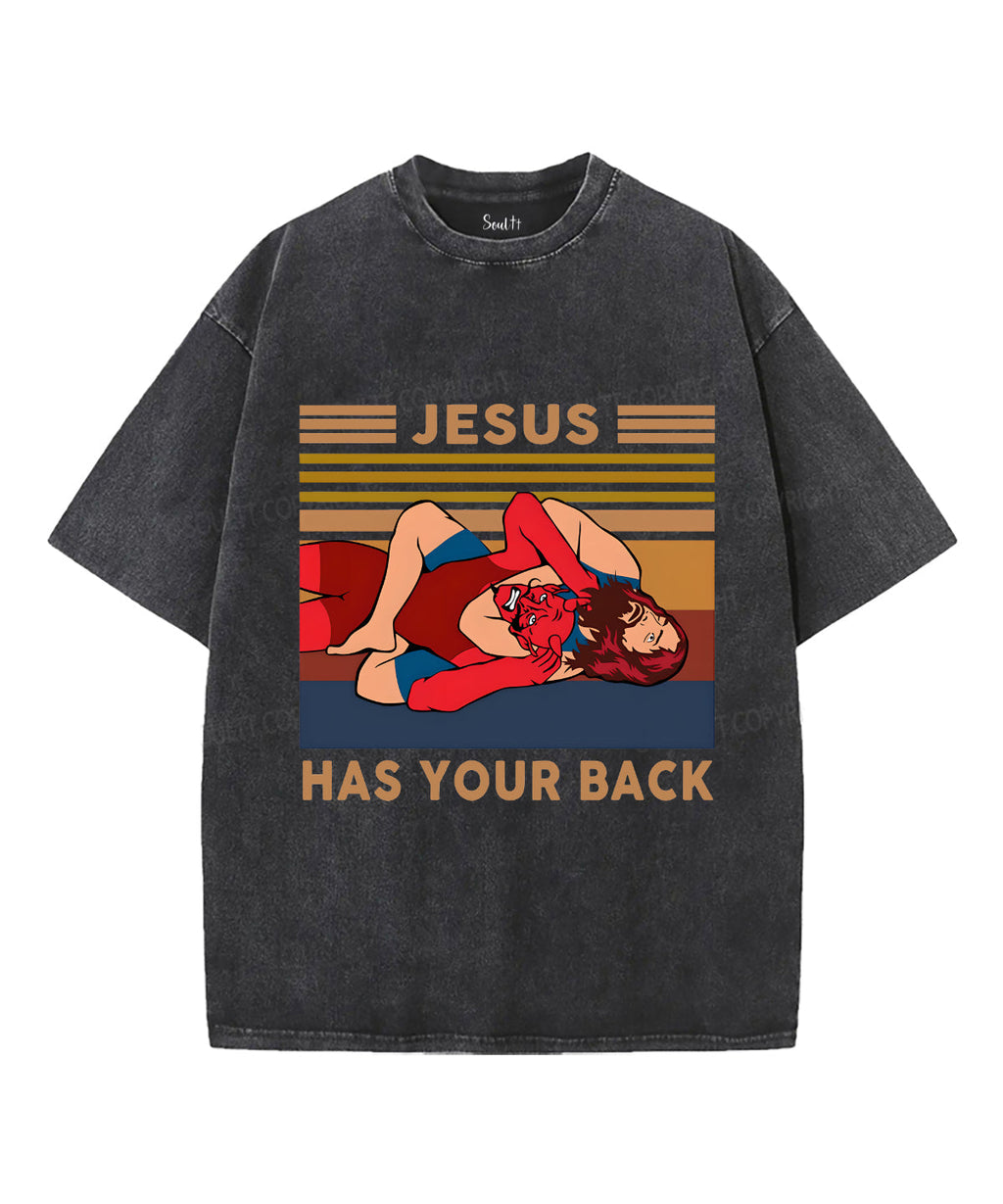Jesus Has Your Back Unisex Washed Christian T-shirt Hoodie, Sweatshirt | CiraTrend.com (Image 1)