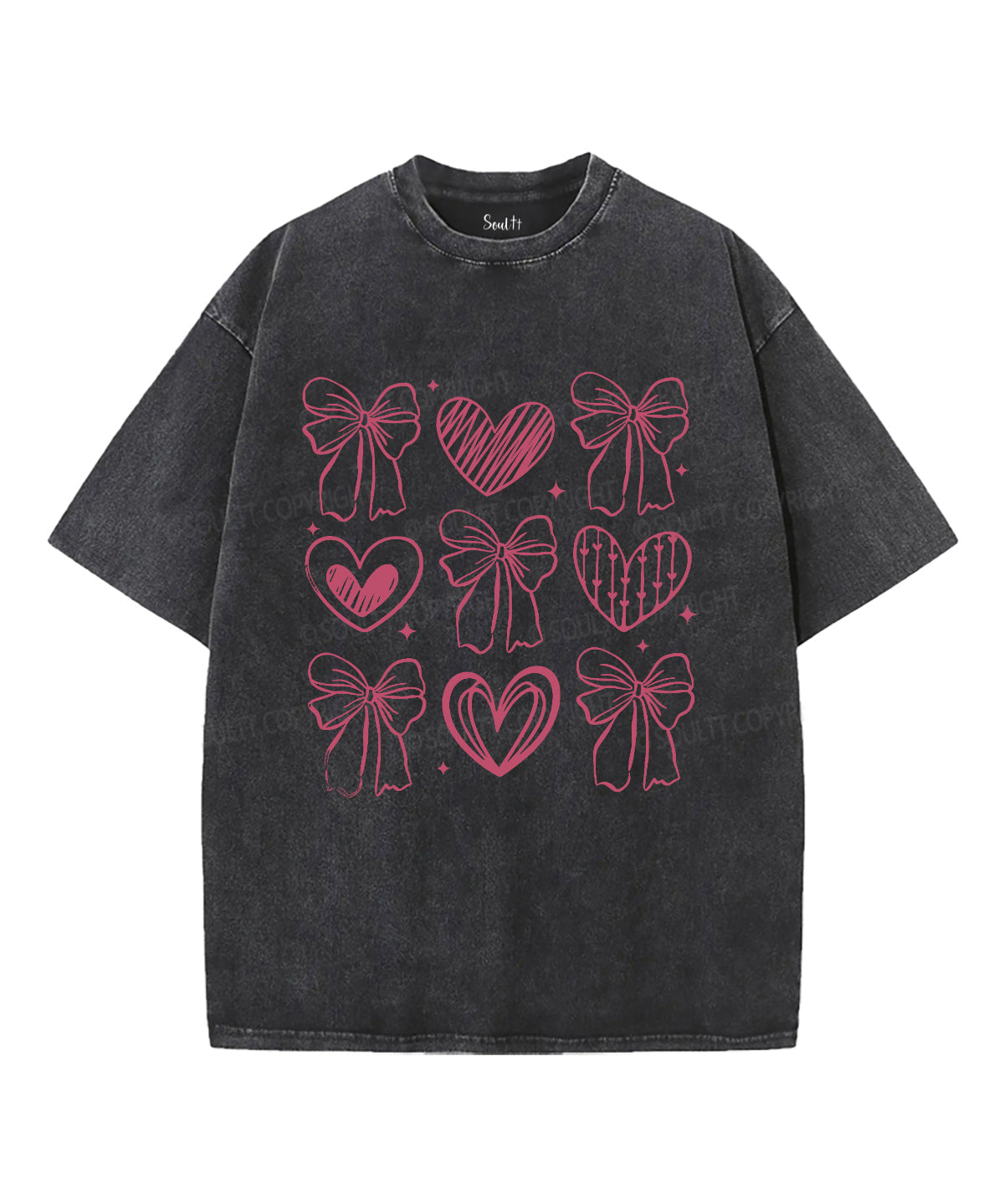 Love Heart Bow Unisex Washed Christian T-shirt Hoodie, Sweatshirt | CiraTrend.com (Image 2)