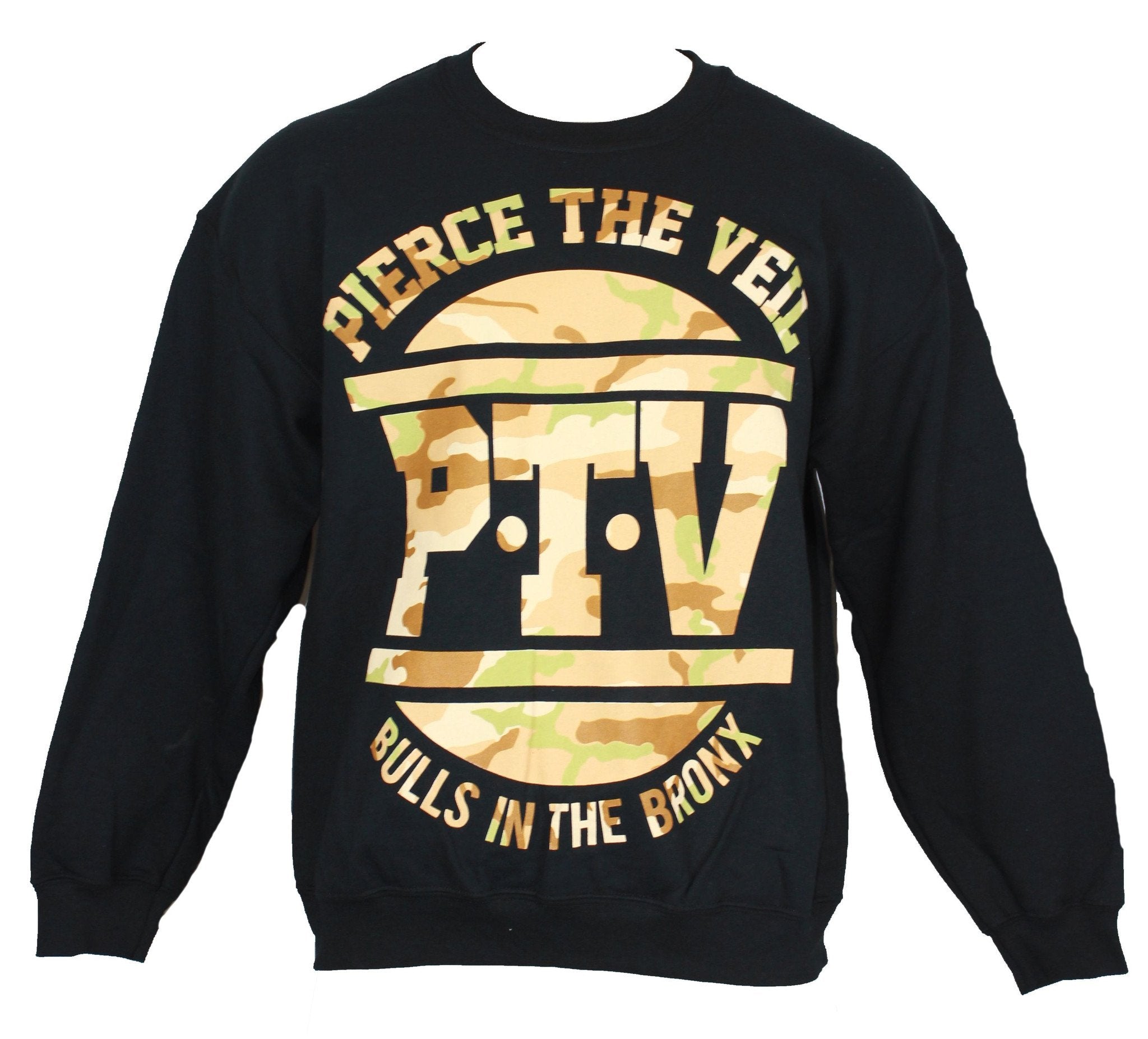 Pierce the Veil Crew Neck Sweatshirt -  Bull in the Bronx Camo Circle Image T-Shirts, Hoodie | CiraTrend.com