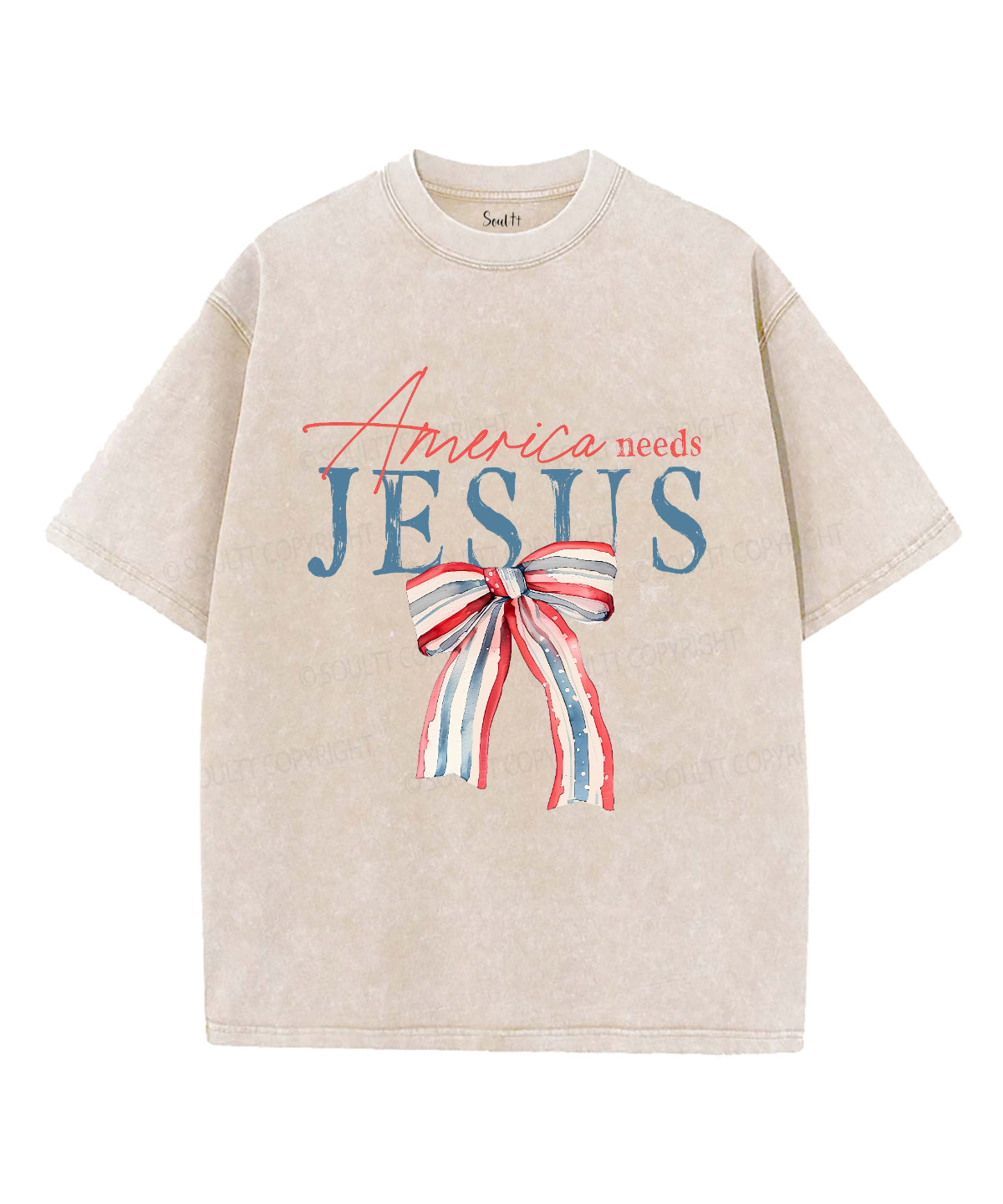 America Needs Jesus Unisex Washed Christian T-shirt Hoodie, Sweatshirt | CiraTrend.com (Image 1)