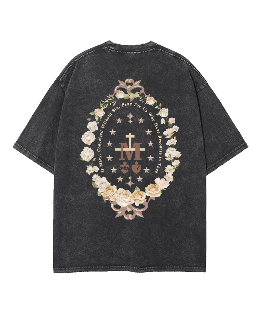 O Mary Conceived Without Sin Double Sided Washed Christian T-shirt Hoodie, Sweatshirt | CiraTrend.com (Image 3)
