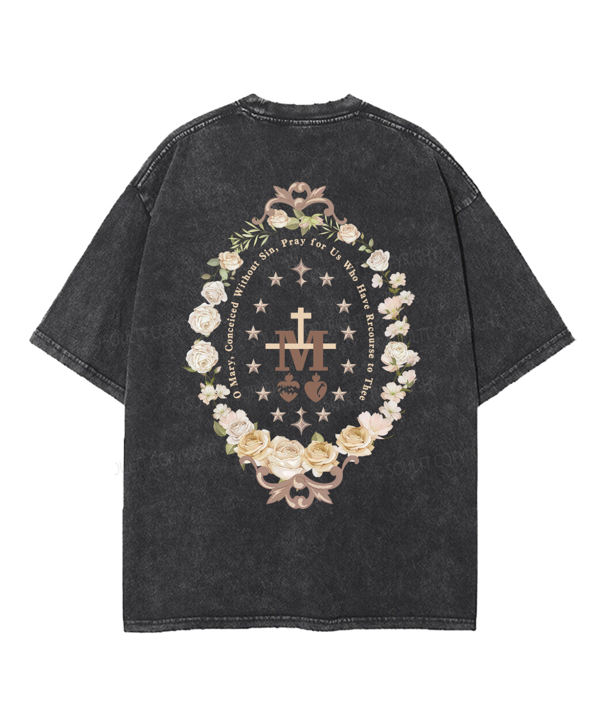 O Mary Conceived Without Sin Double Sided Washed Christian T-shirt Hoodie, Sweatshirt | CiraTrend.com (Image 3)