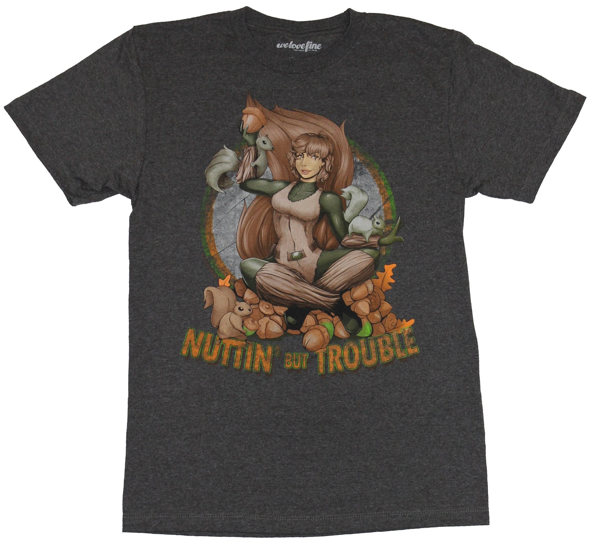 Squirrel Girl Mens T-Shirt - Nuttin But Trouble Seated Nut Hoarding Girl Image Hoodie, Sweatshirt | CiraTrend.com