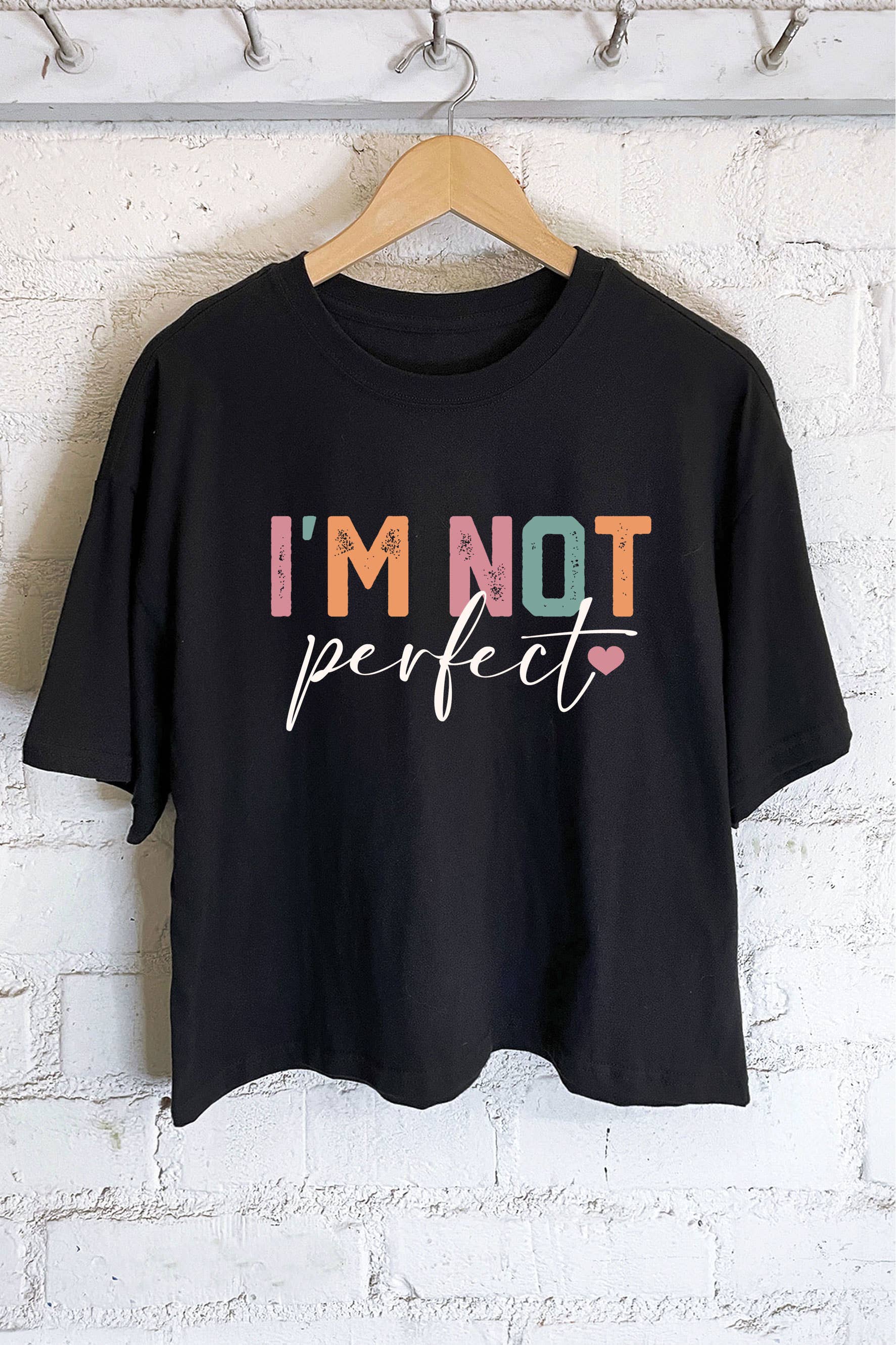 I'm Not Perfect Graphic Long Crop Top