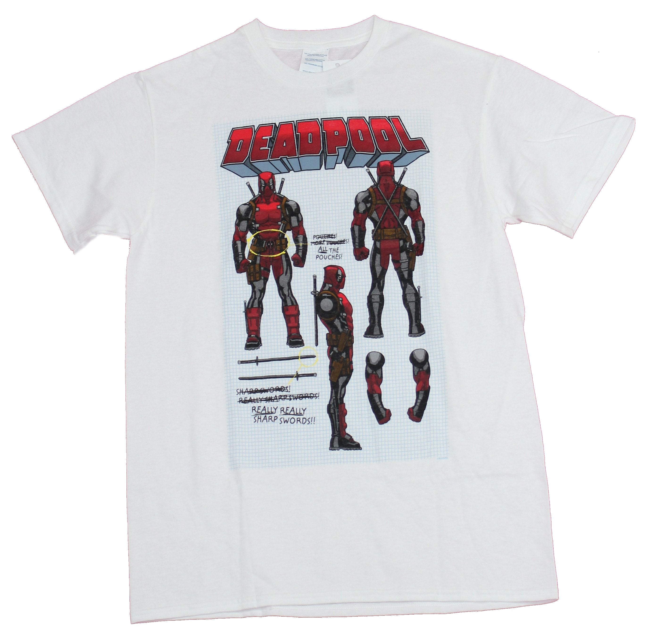 Deadpool Mens T-Shirt - Character Design with Comments Hoodie, Sweatshirt | CiraTrend.com