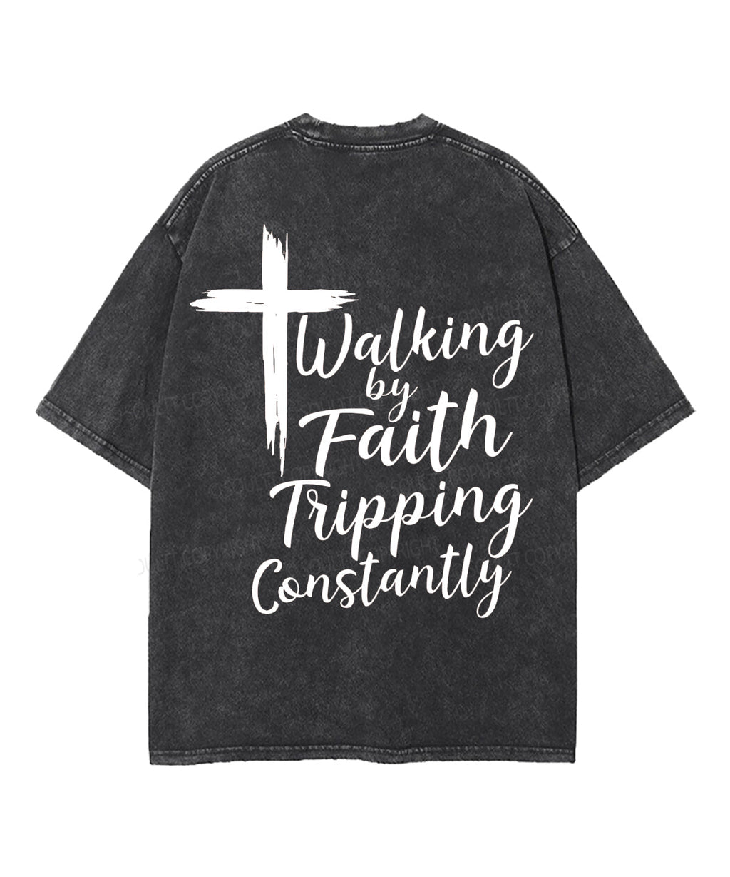 Walking By Faith Triping Constantly Double Sided Unisex Washed Christian T-shirt Hoodie, Sweatshirt | CiraTrend.com (Image 5)