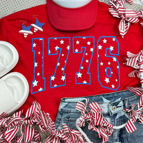 1776 Blue Puff White Stars Everyday Tee