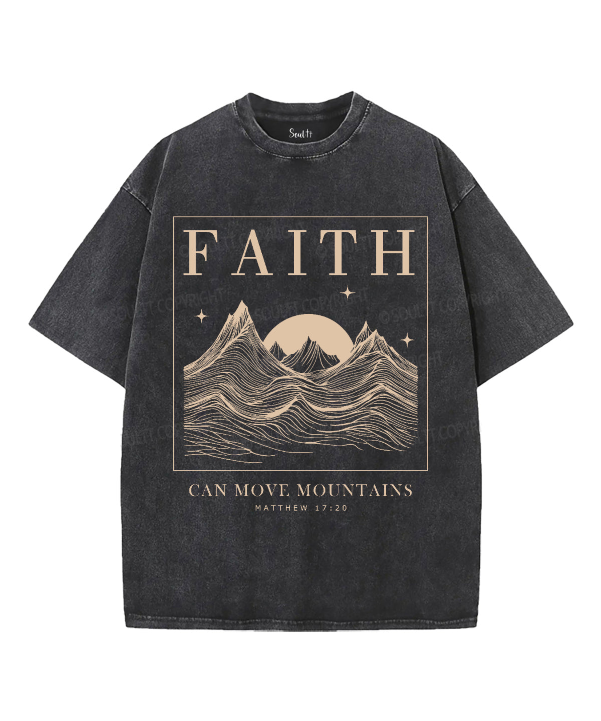 Faith Can Move Mountains Washed Christian T-shirt Hoodie, Sweatshirt | CiraTrend.com (Image 1)