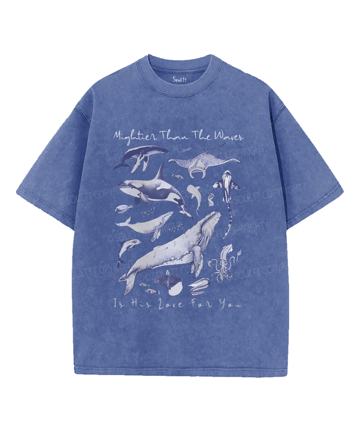 Mightier Than The Waves Unisex Washed Christian T-shirt Style004 Hoodie, Sweatshirt | CiraTrend.com (Image 3)