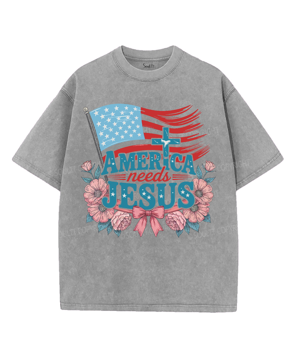 America Needs Jesus Unisex Washed Christian T-shirt Style002 Hoodie, Sweatshirt | CiraTrend.com (Image 2)