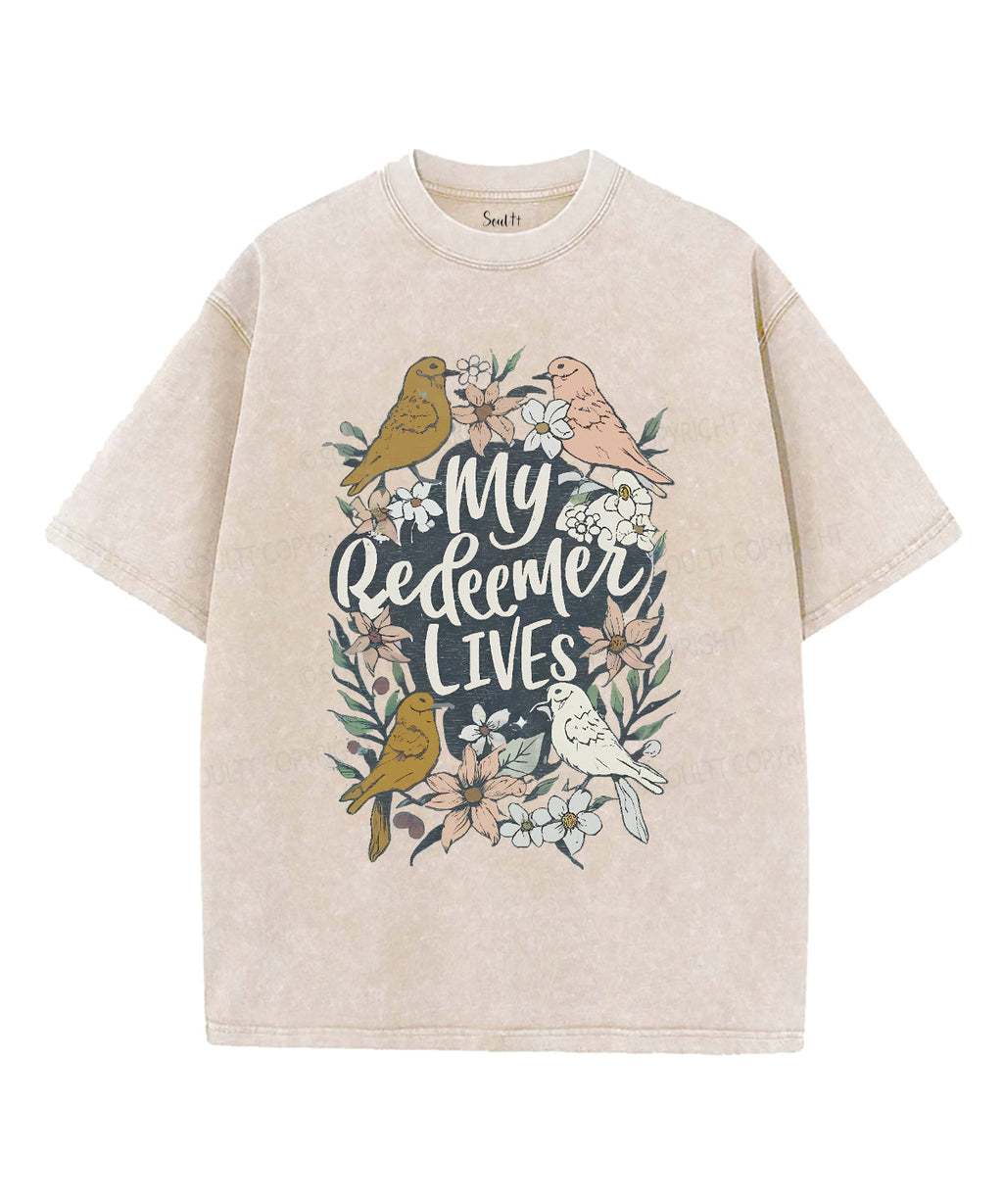 My Redeemer Lives Unisex Washed Christian T-shirt Hoodie, Sweatshirt | CiraTrend.com (Image 1)