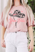 Yee Haw Cowboy Hat Graphic Mineral Long Crop Top