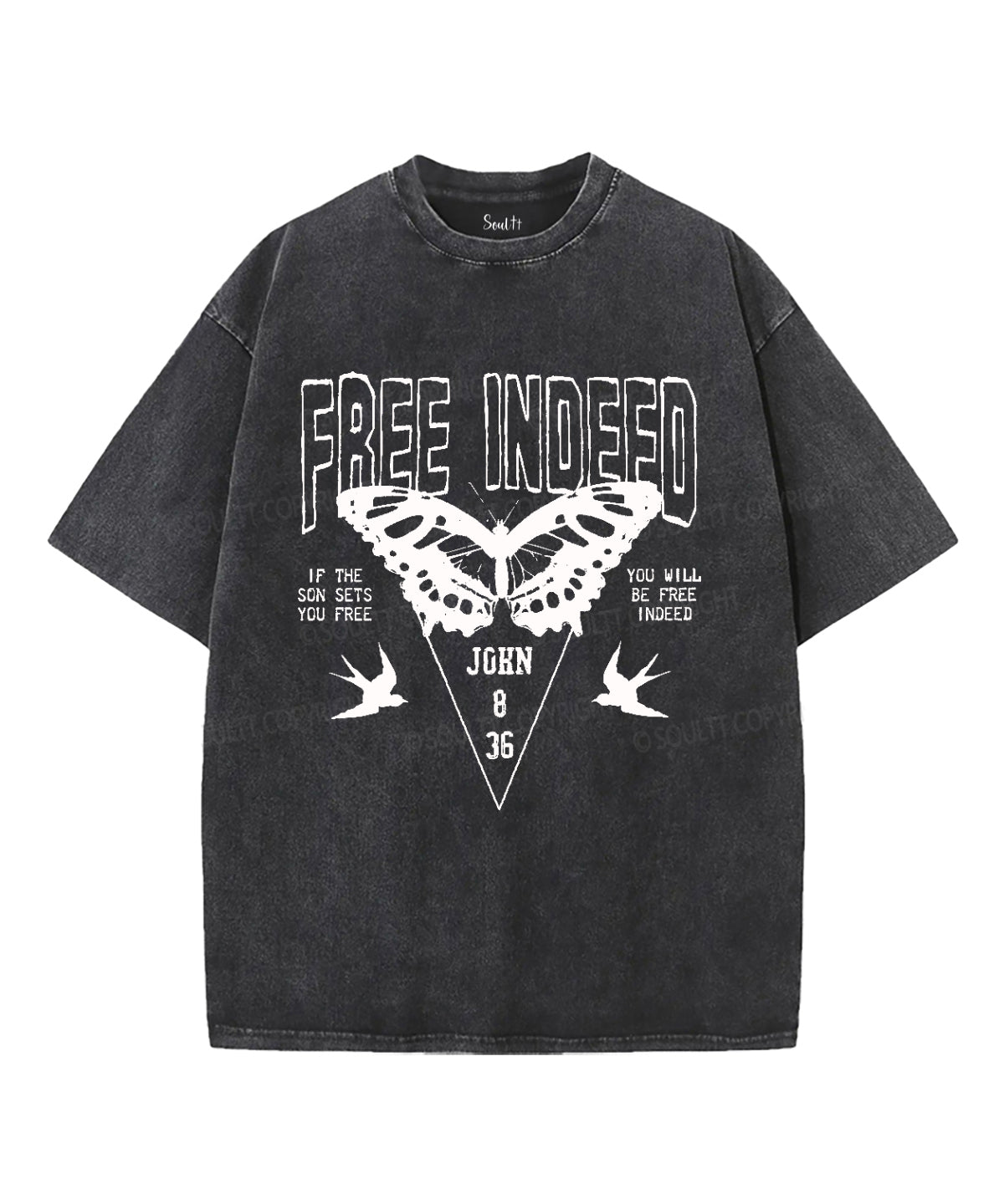 Free Indeed Unisex Washed Christian T-shirt Hoodie, Sweatshirt | CiraTrend.com (Image 1)