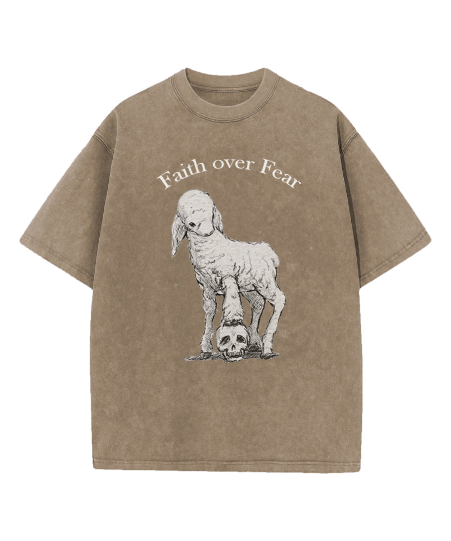 Faith Over Fear Washed Christian T-shirt Hoodie, Sweatshirt | CiraTrend.com (Image 5)