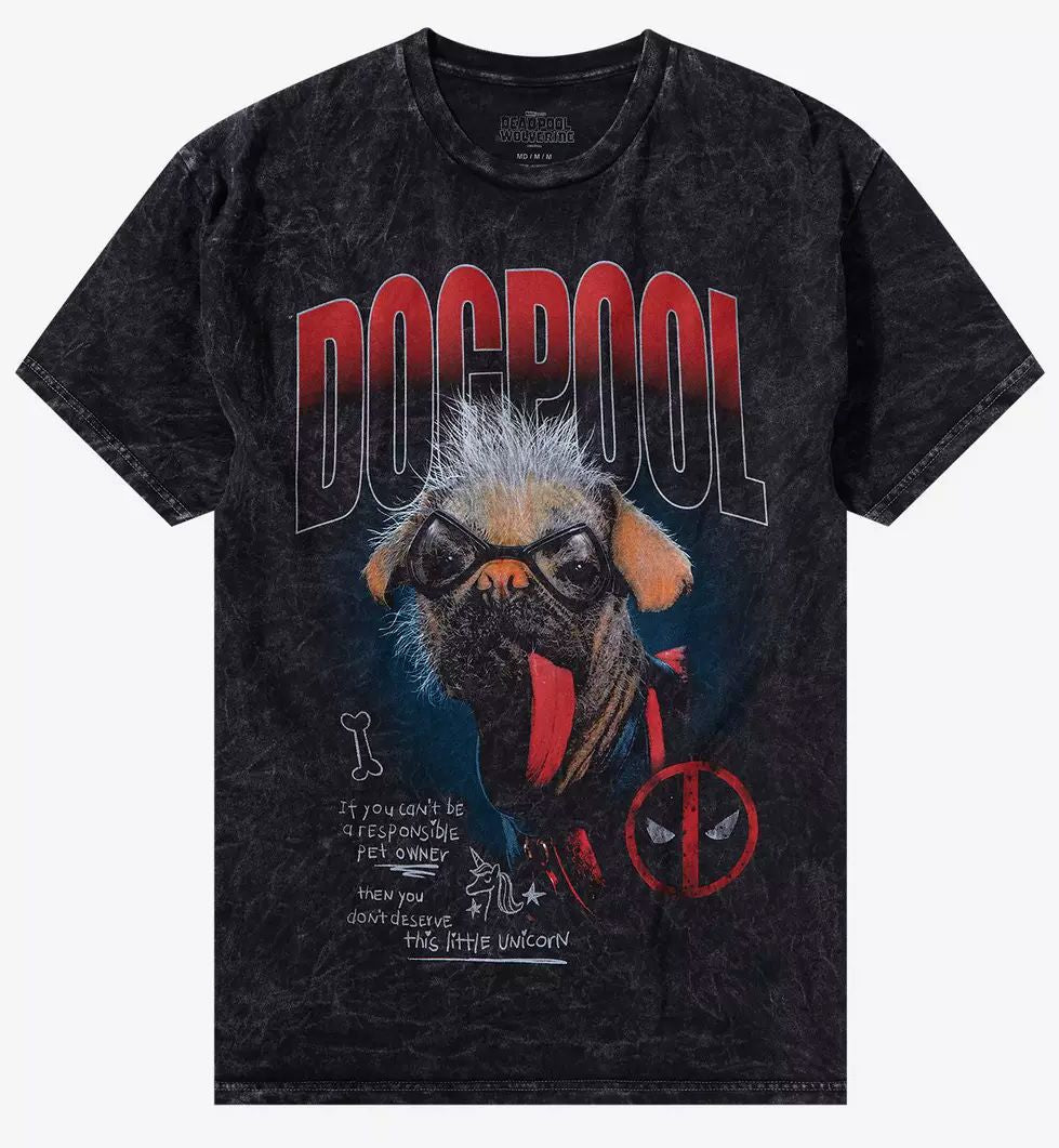 Deadpool & Wolverine Mens T-Shirt - Dogpool Under Logo Mineral Wash Hoodie, Sweatshirt | CiraTrend.com