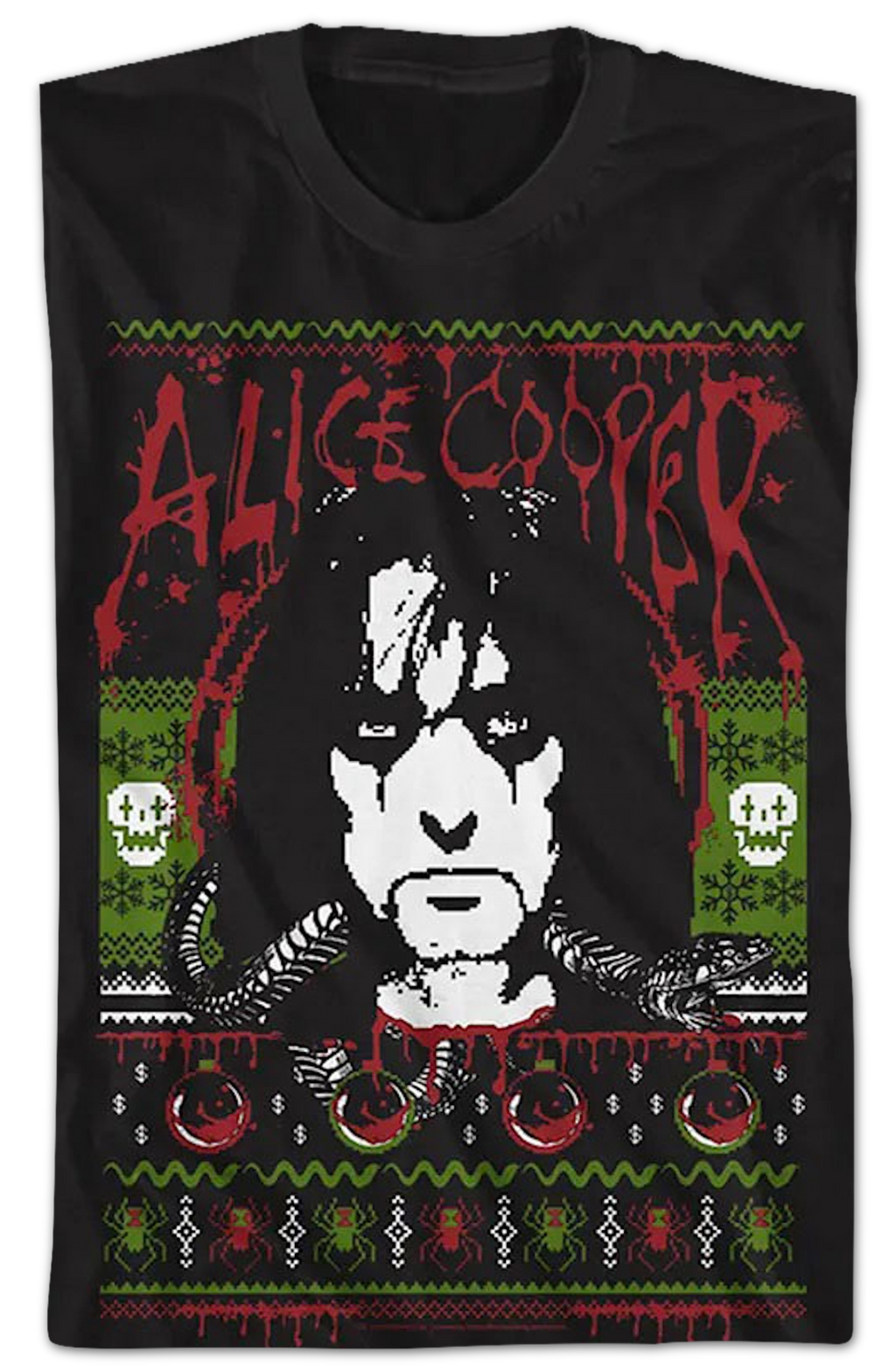 Faux Ugly Christmas Sweater Alice Cooper T-Shirt Hoodie, Sweatshirt | CiraTrend.com (Image 2)